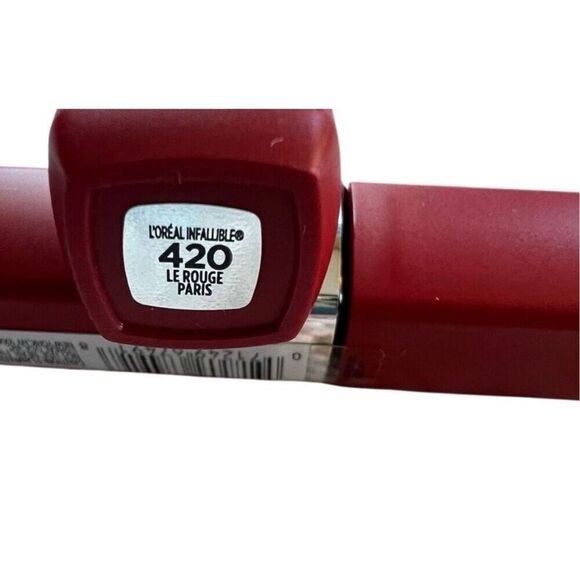 New L'Oréal Lipstick Red 420 Le Rouge Paris Infalible Matte Resistance 2 Lipstic - Picture 9 of 9